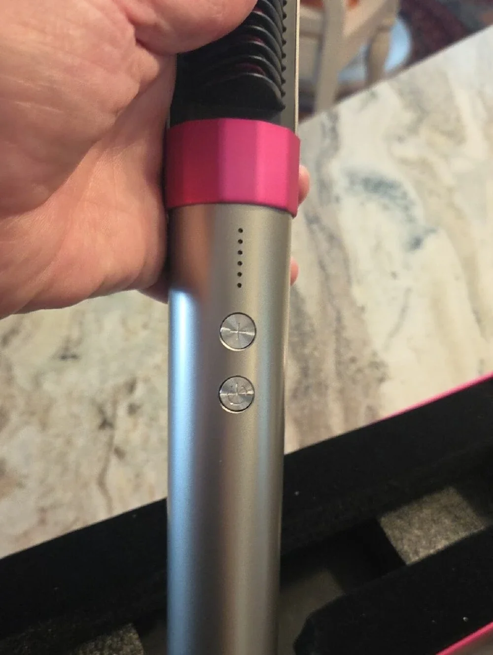 Skin Pink and Black Anion Hair Straightener Brush